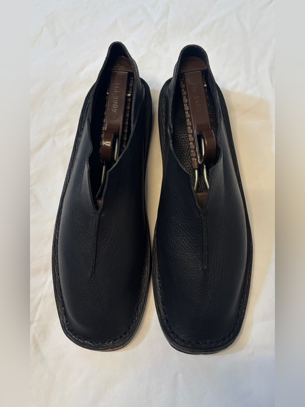 Naked Feet Women’s Size 8.5 Black Leather Slip-On Flats Square Toe Made in Brazi